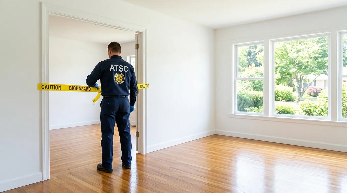 Certified biohazard cleanup crew performing Trauma Scene Cleanup in Uniondale